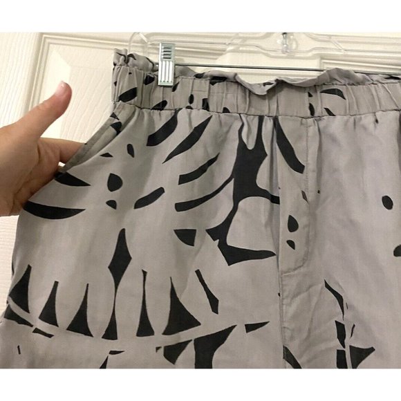 Jane & Delancey 100% Lyocell Tropical Leaf Print Beachy High Waist Shorts M Gray - Picture 3 of 9